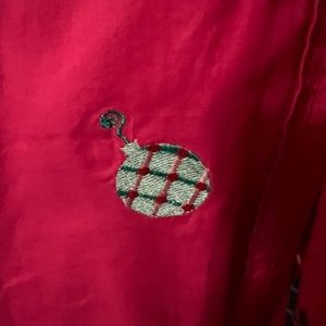 Casey Coleman Christmas blouse. Hot pink with ornaments size large